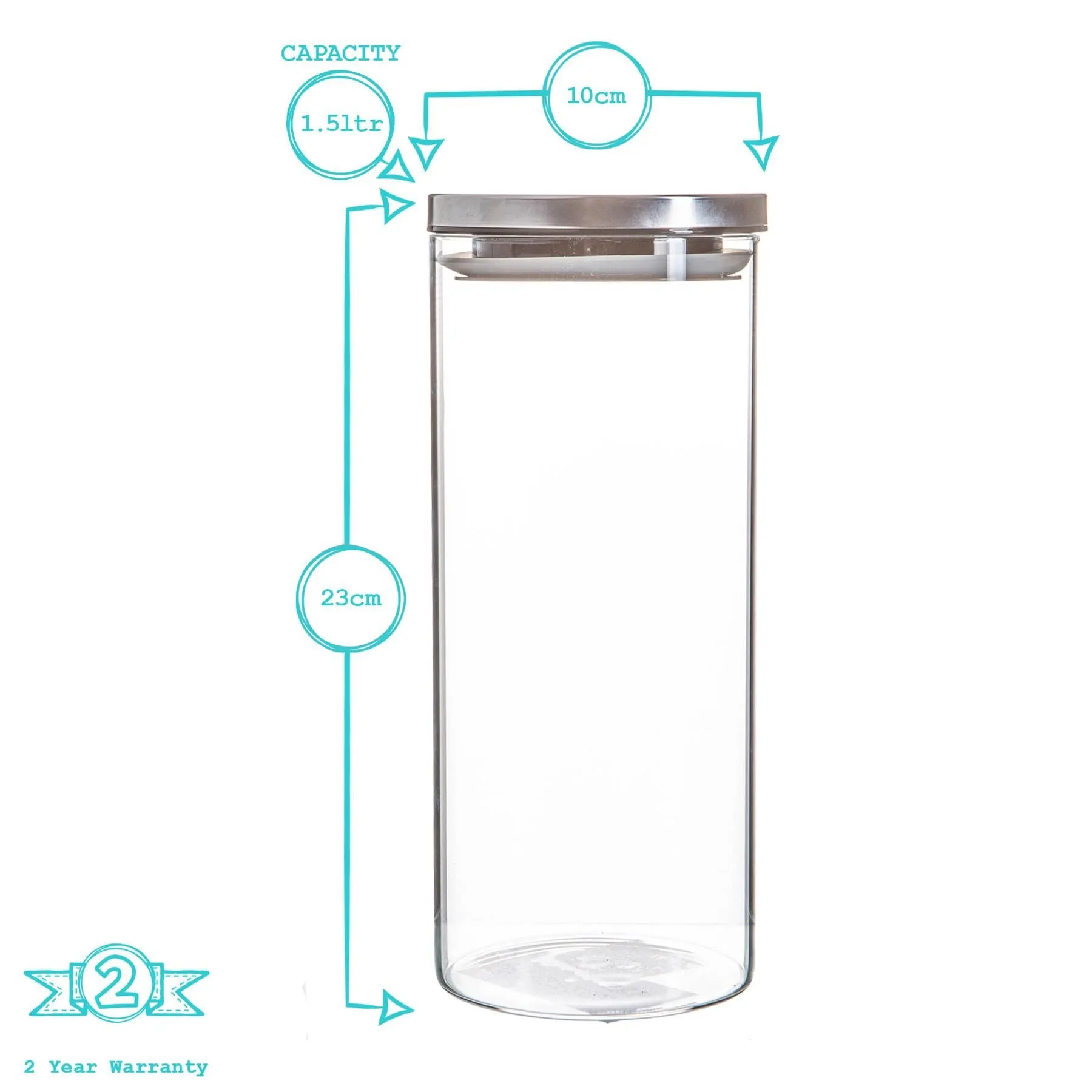 1.5L Metal Lid Storage Jars - Pack of 3 - By Argon Tableware