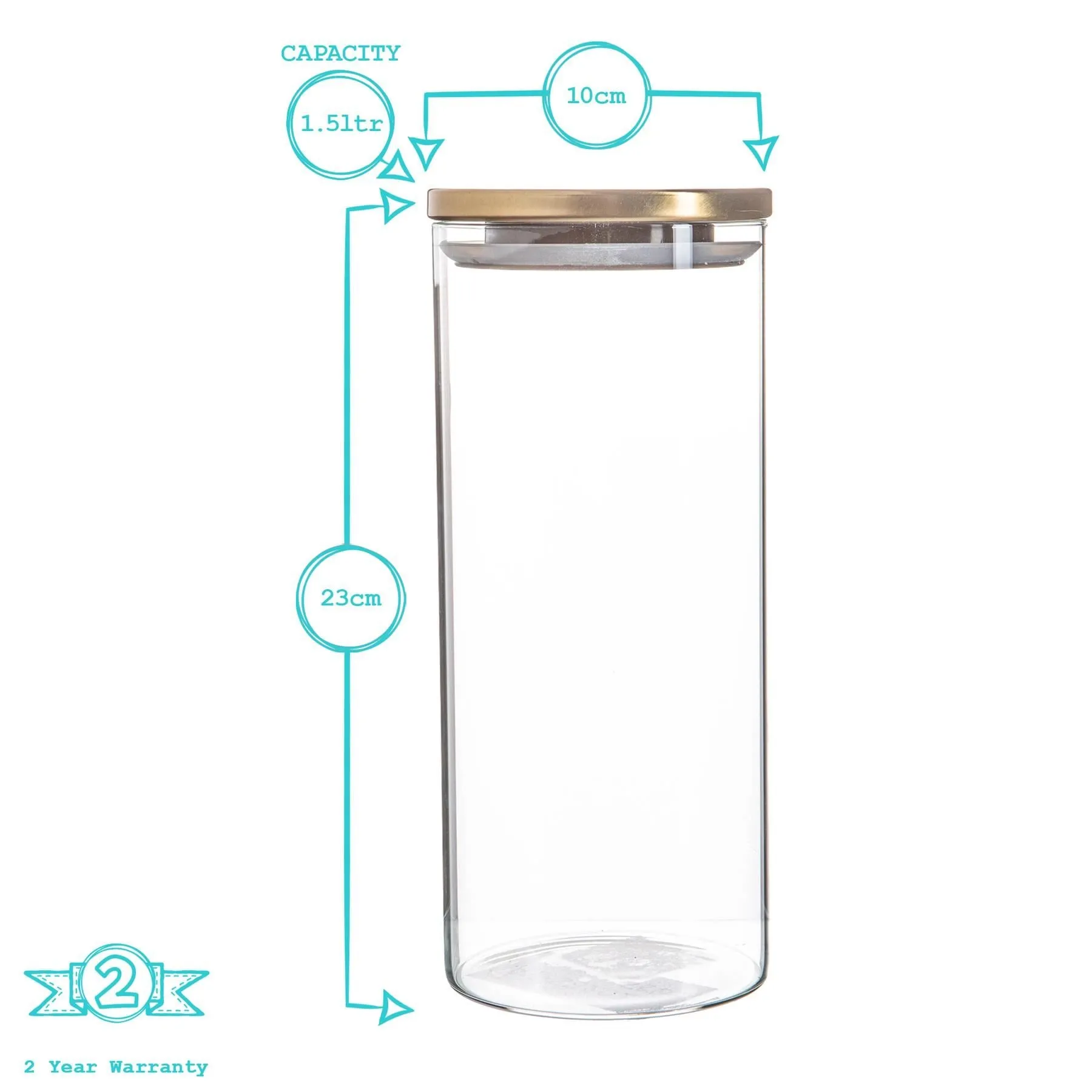 1.5L Metal Lid Storage Jars - Pack of 3 - By Argon Tableware