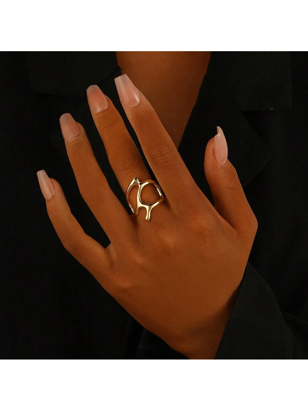 1pc Personalized & Creative, Minimalist Irregular Geometric Hollow Out Ring For Women