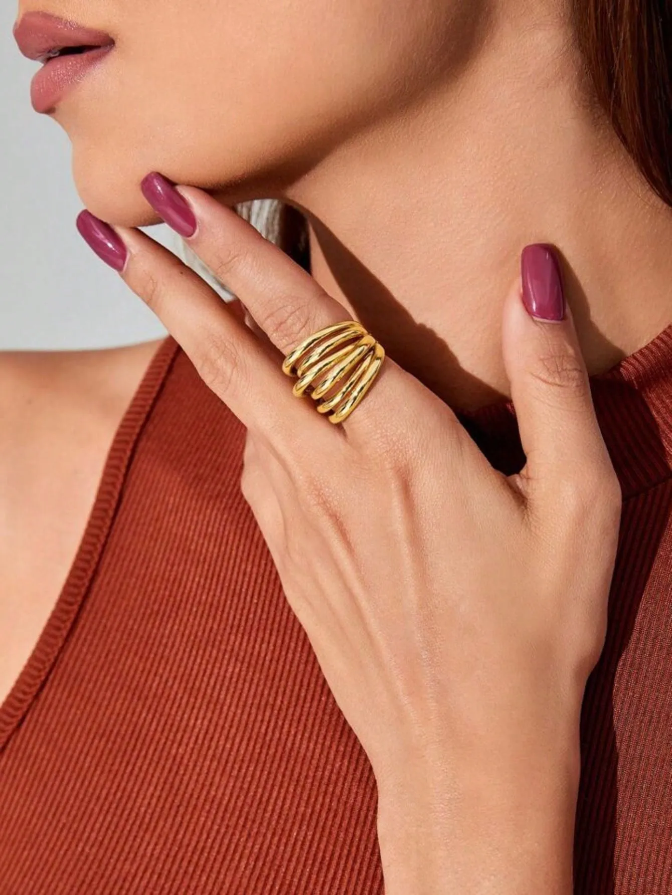 1pc Personalized & Creative, Minimalist Irregular Geometric Hollow Out Ring For Women