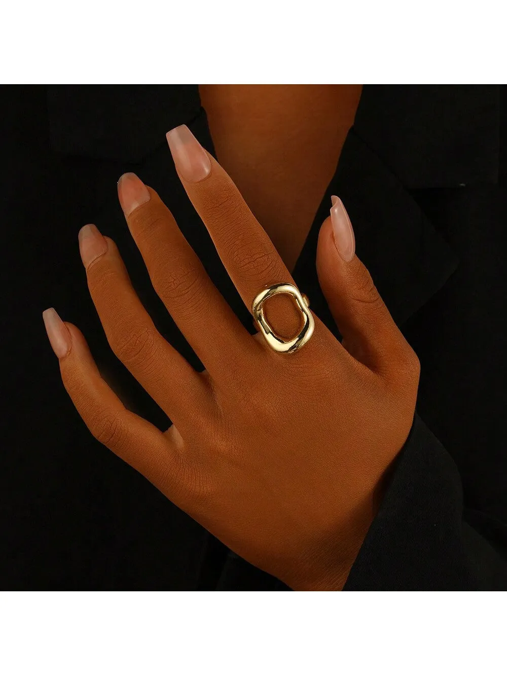 1pc Personalized & Creative, Minimalist Irregular Geometric Hollow Out Ring For Women
