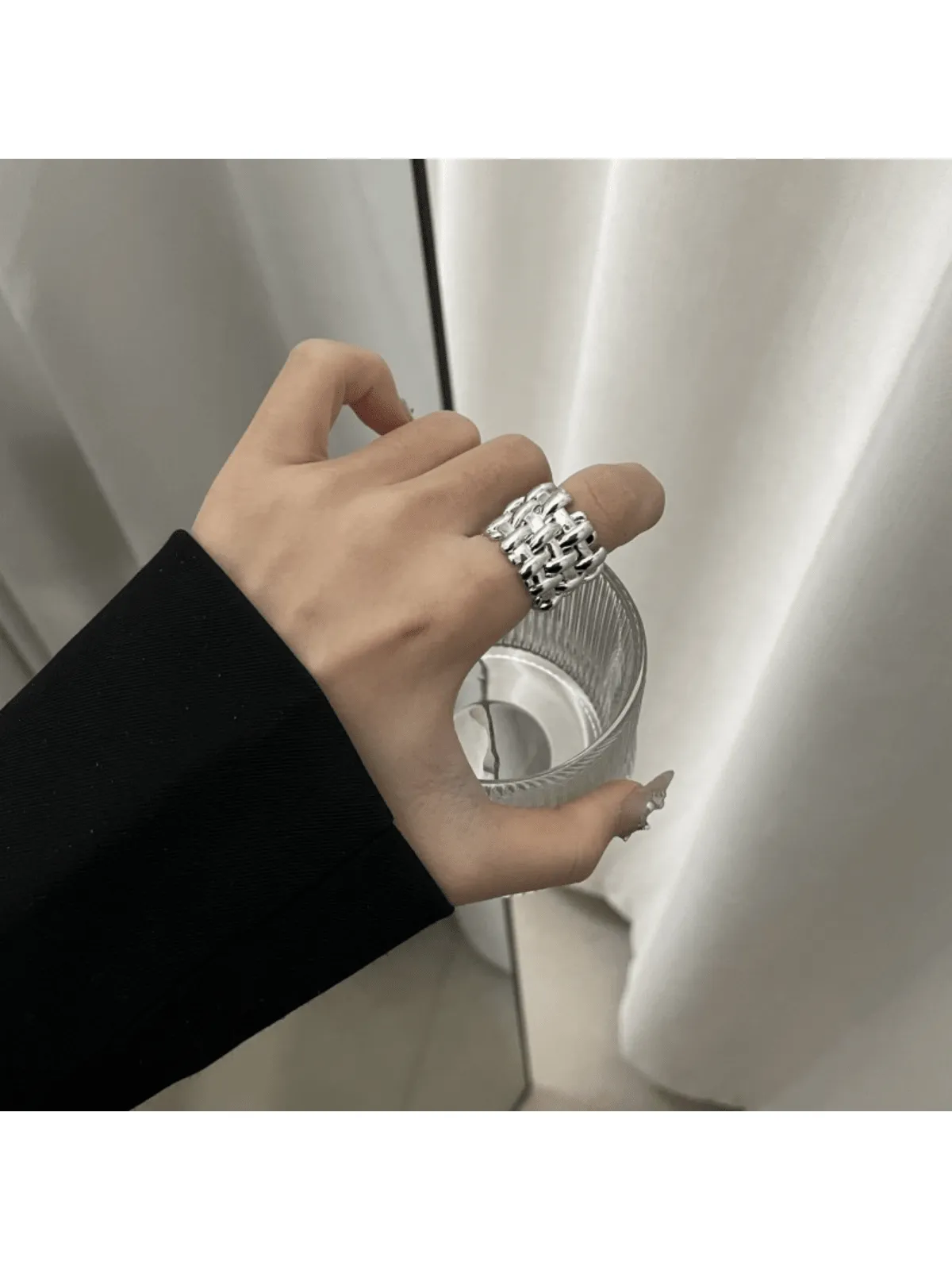 1pc Personalized & Creative, Minimalist Irregular Geometric Hollow Out Ring For Women