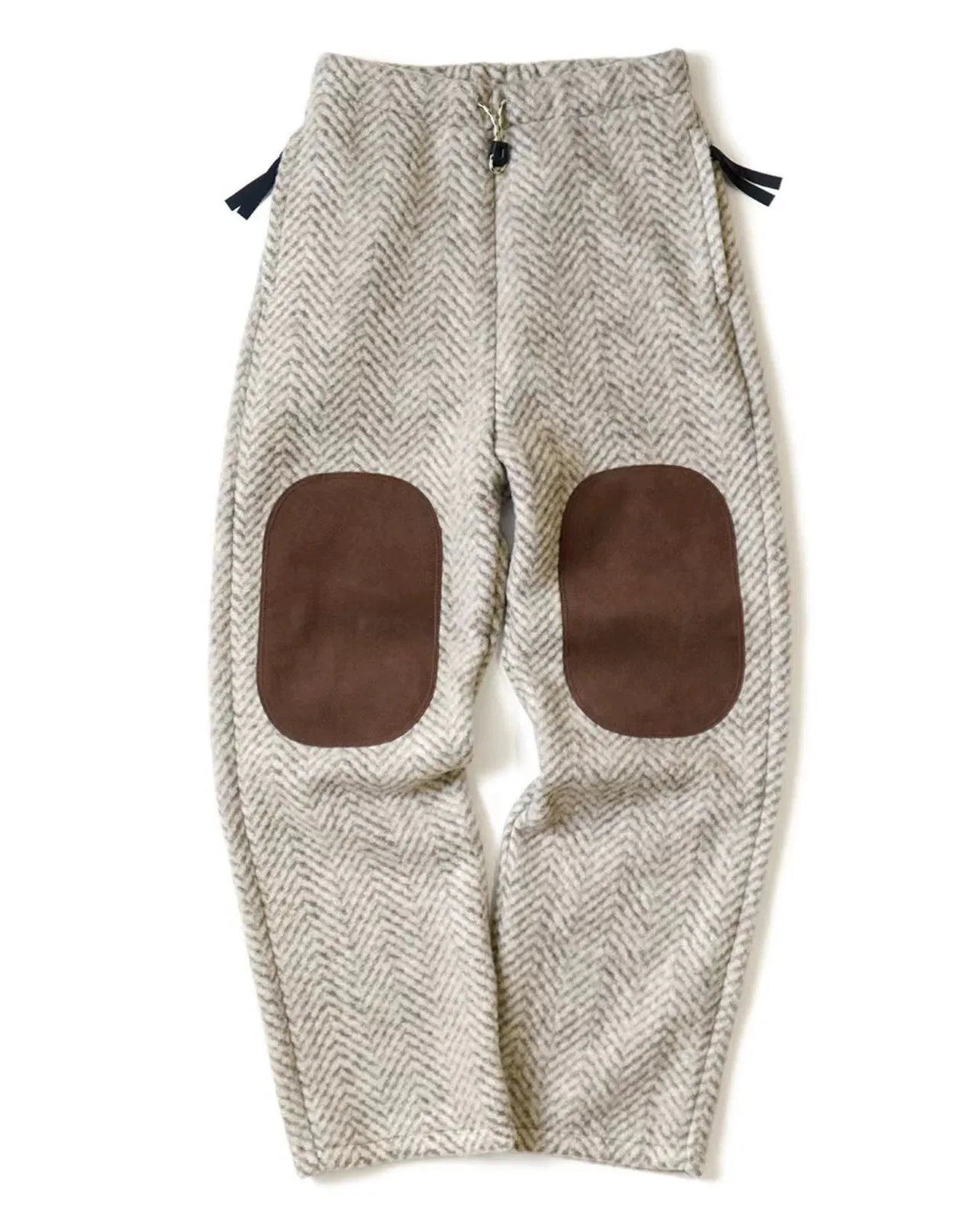 21AW Kazuhiro Hirata Thermal Wool Fleece Suede Patch Loose Elastic Casual Pants