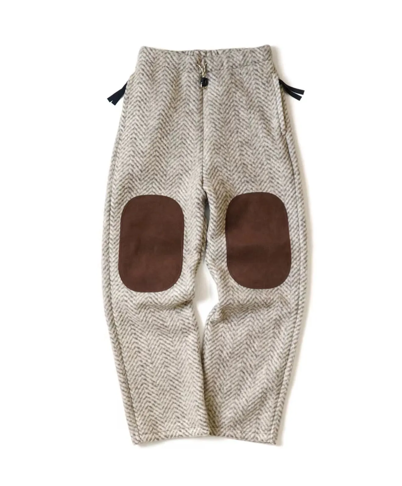 21AW Kazuhiro Hirata Thermal Wool Fleece Suede Patch Loose Elastic Casual Pants