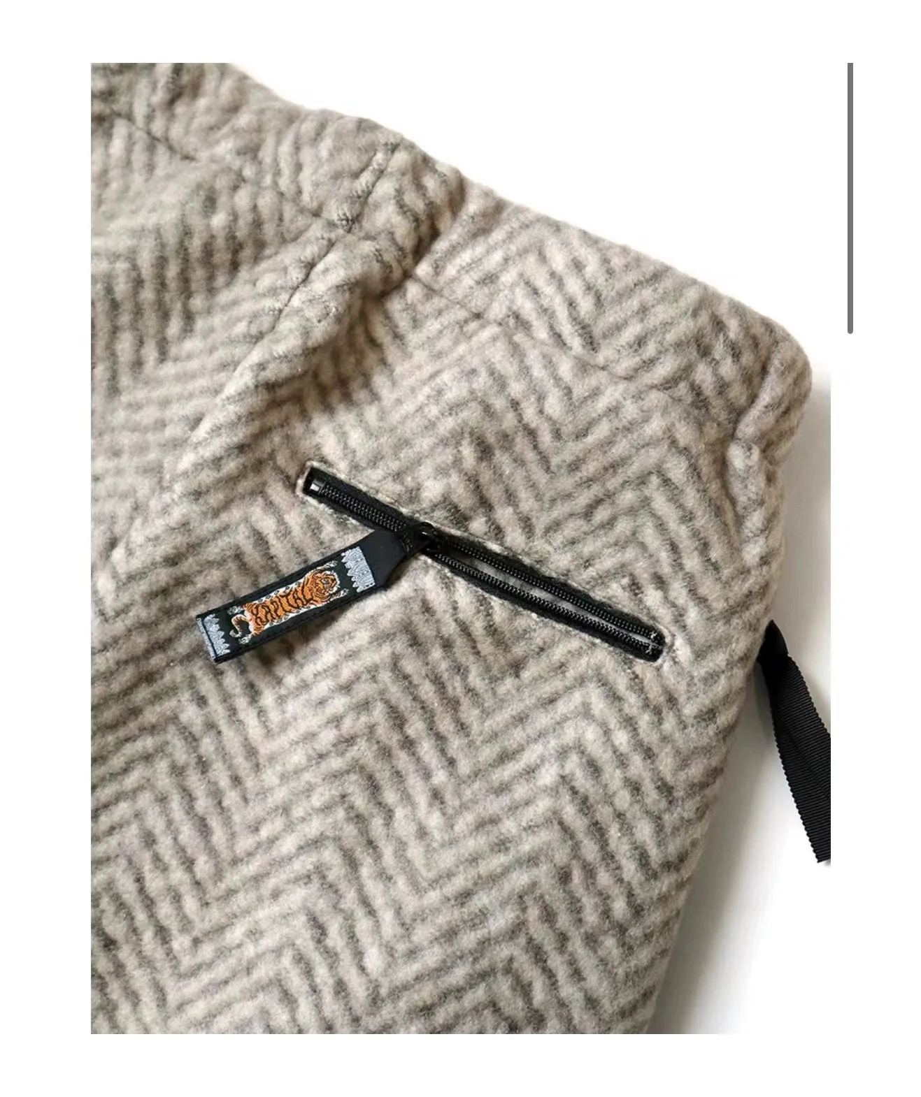 21AW Kazuhiro Hirata Thermal Wool Fleece Suede Patch Loose Elastic Casual Pants