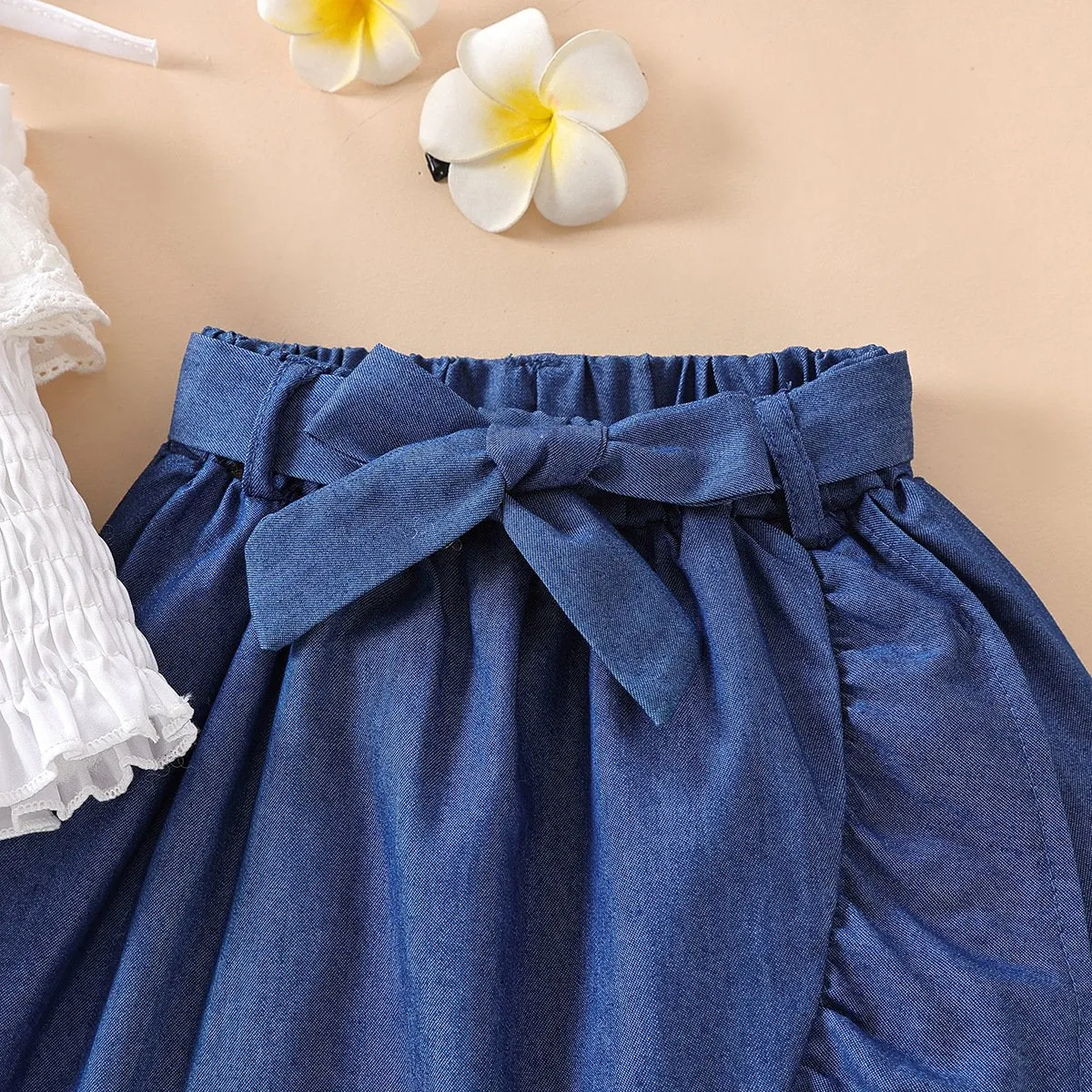 2pcs Toddler Girl Boho Skirt Suit