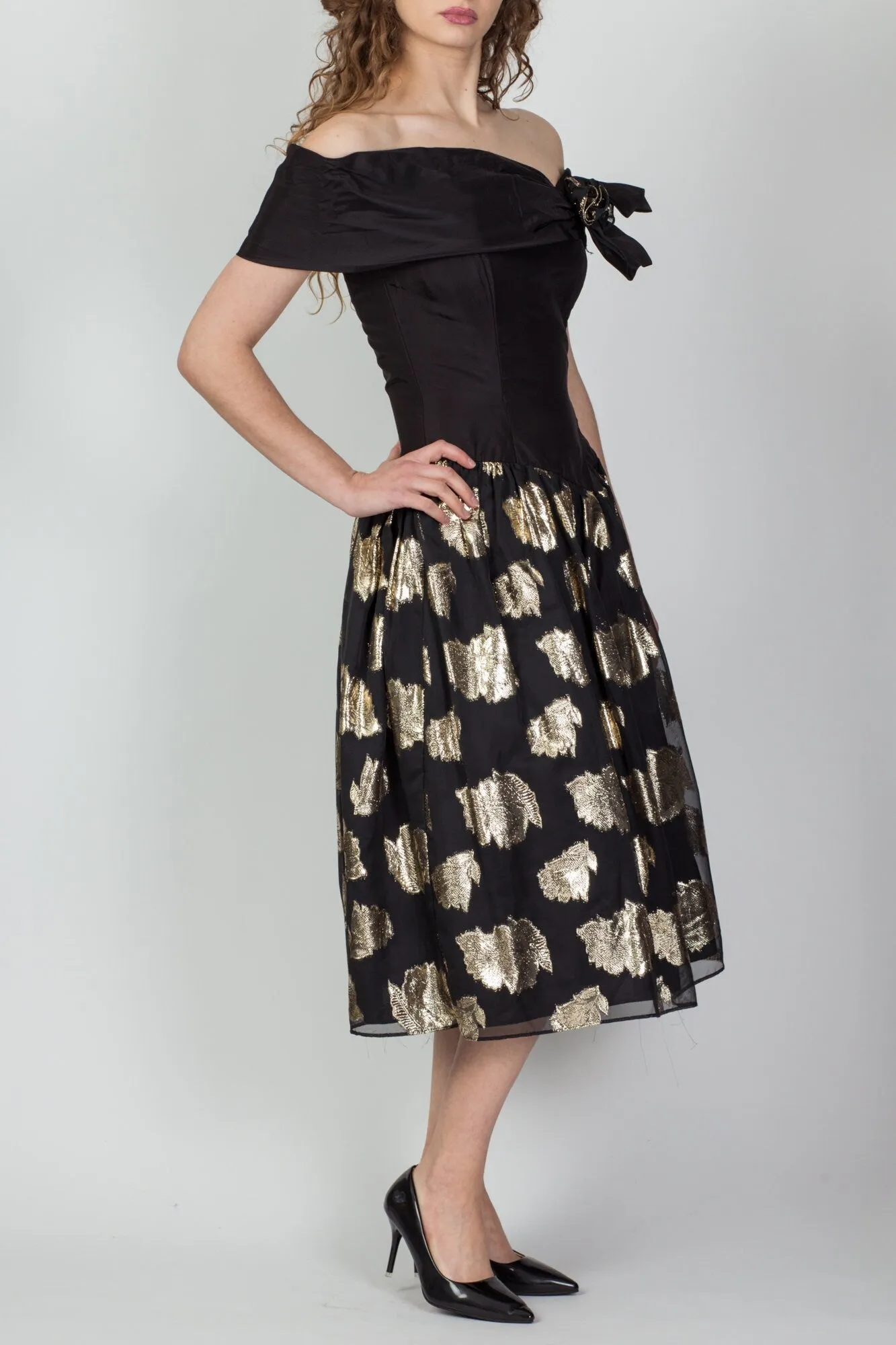 80s Gunne Sax Off-Shoulder Party Dress - Small
