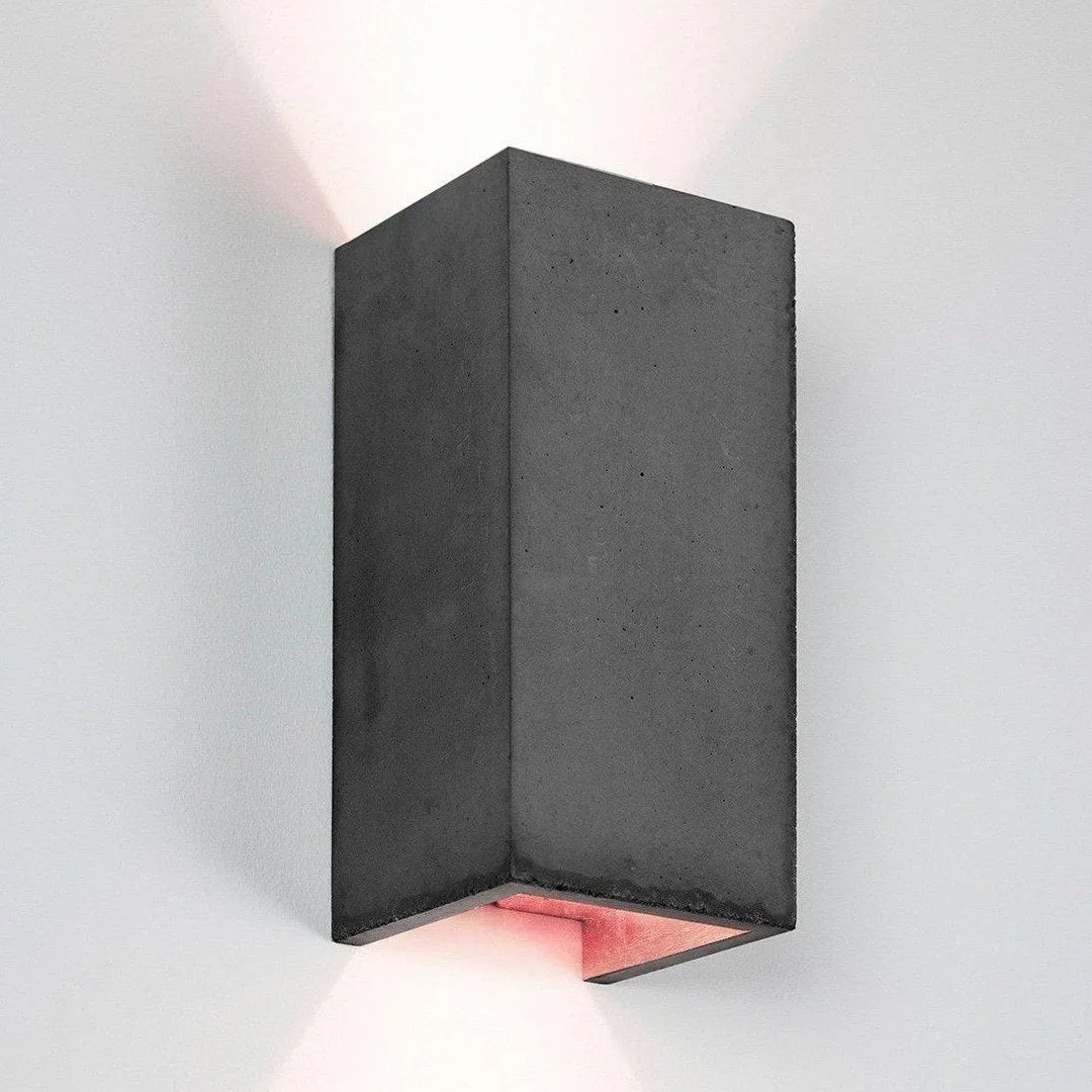 B8 Concrete Rectangular Wall Light - Dark Grey - GANTlights