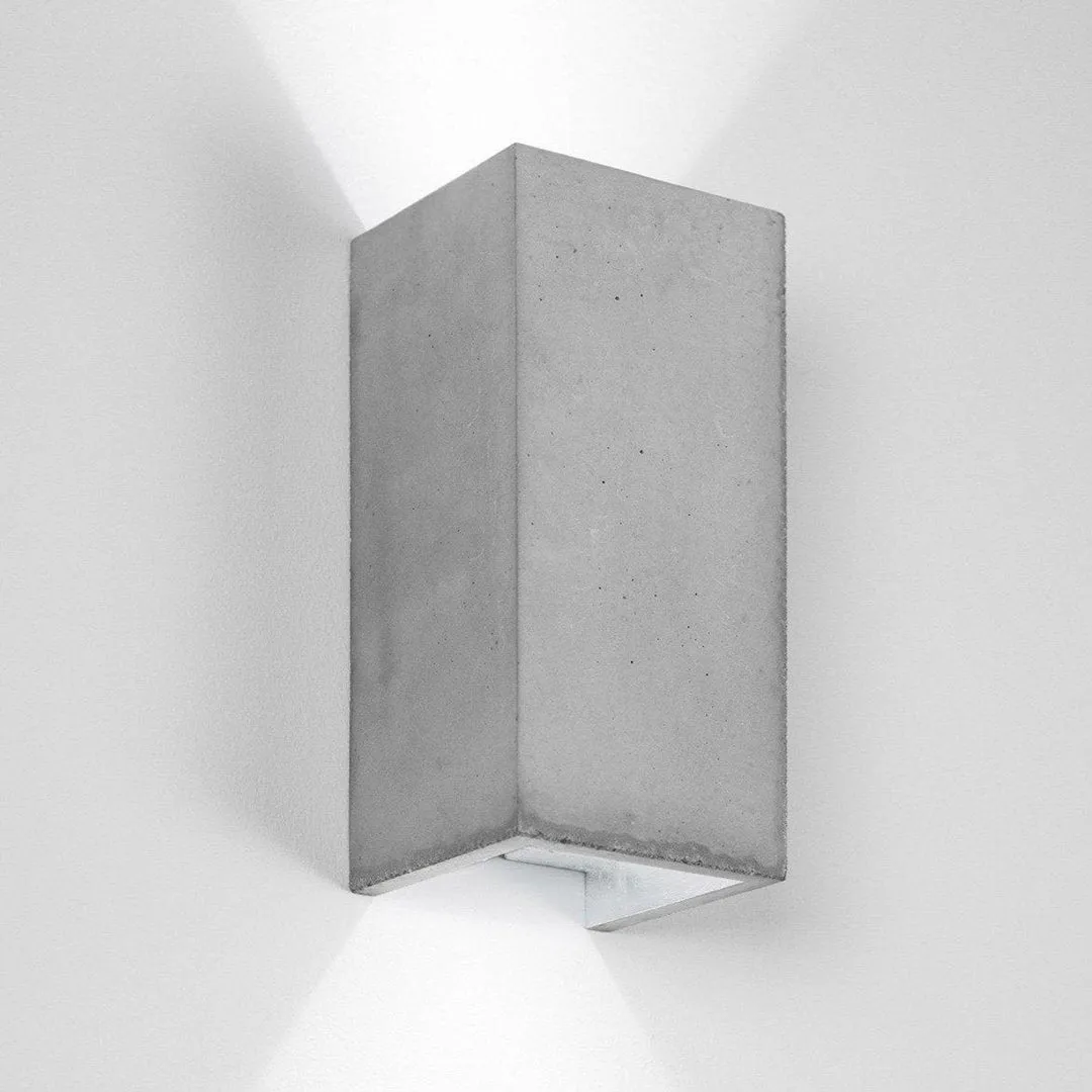 B8 Concrete Rectangular Wall Light - Light Grey - GANTlights