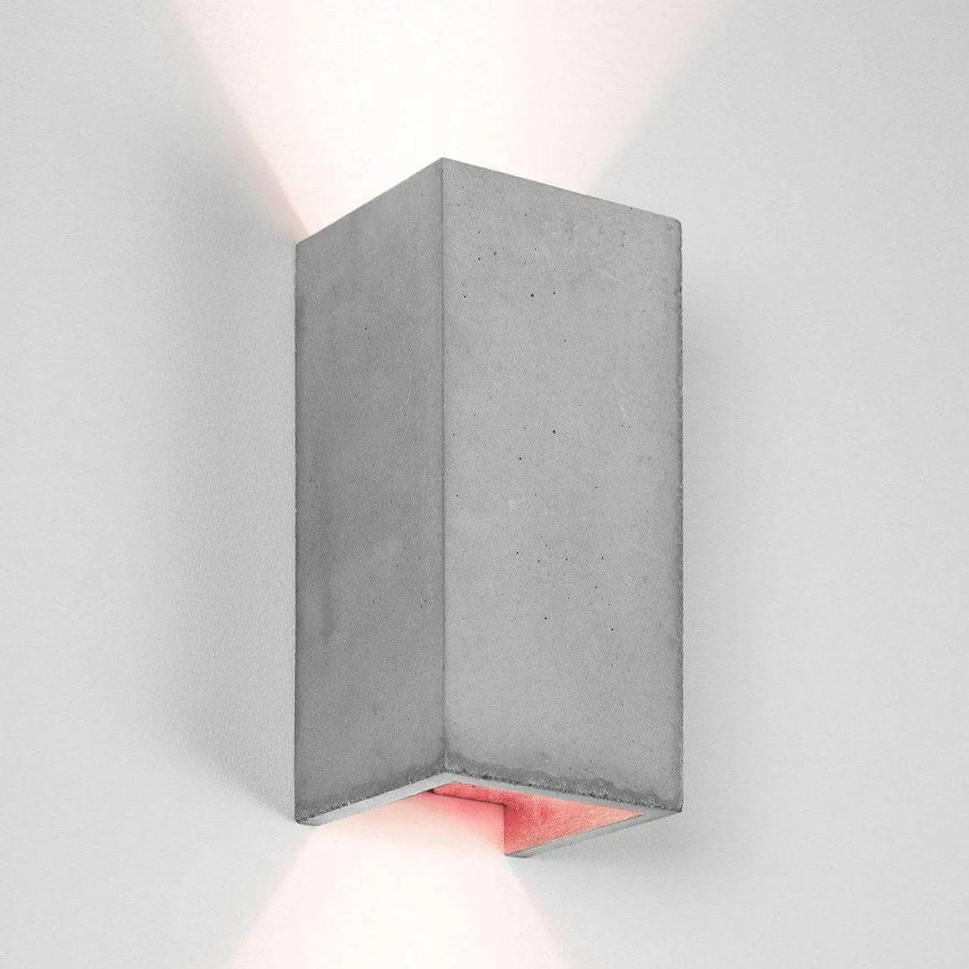 B8 Concrete Rectangular Wall Light - Light Grey - GANTlights