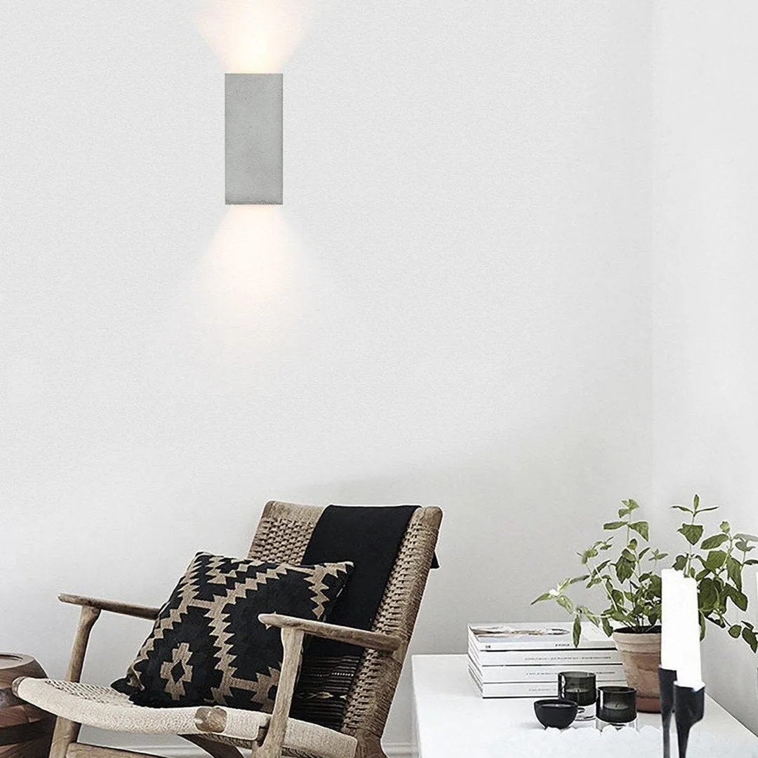 B8 Concrete Rectangular Wall Light - Light Grey - GANTlights
