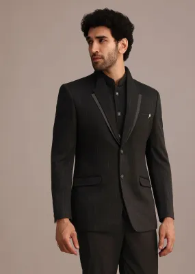 Black Tuxedo Suit With Shawl Collar