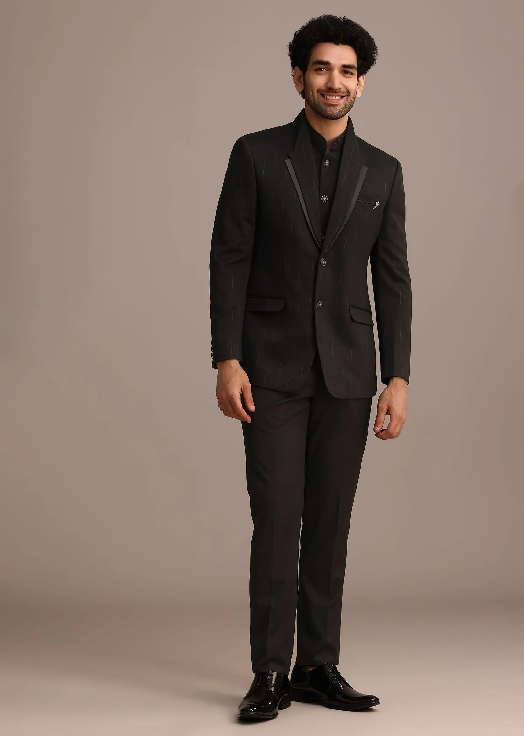 Black Tuxedo Suit With Shawl Collar