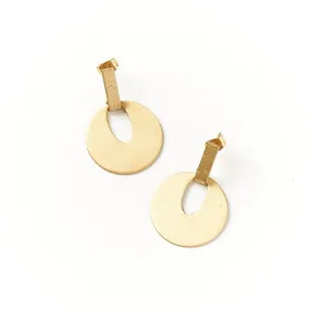 Brass Disc Diya Stud Drop Earrings