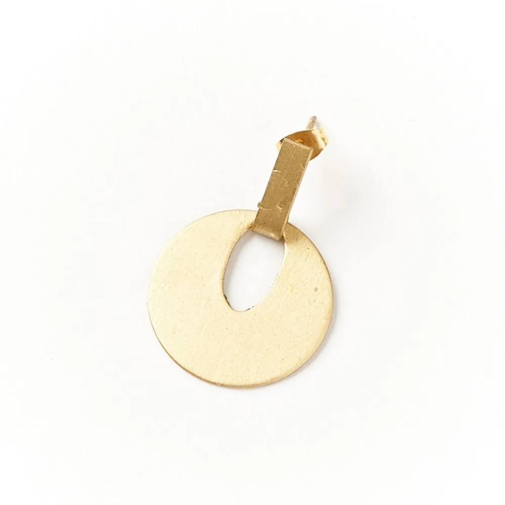 Brass Disc Diya Stud Drop Earrings