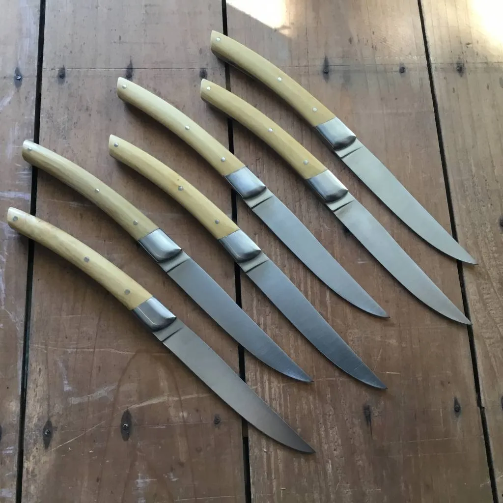 Chazeau Honoré Le Thiers Steak Knife Set of 6 Bolstered Boxwood