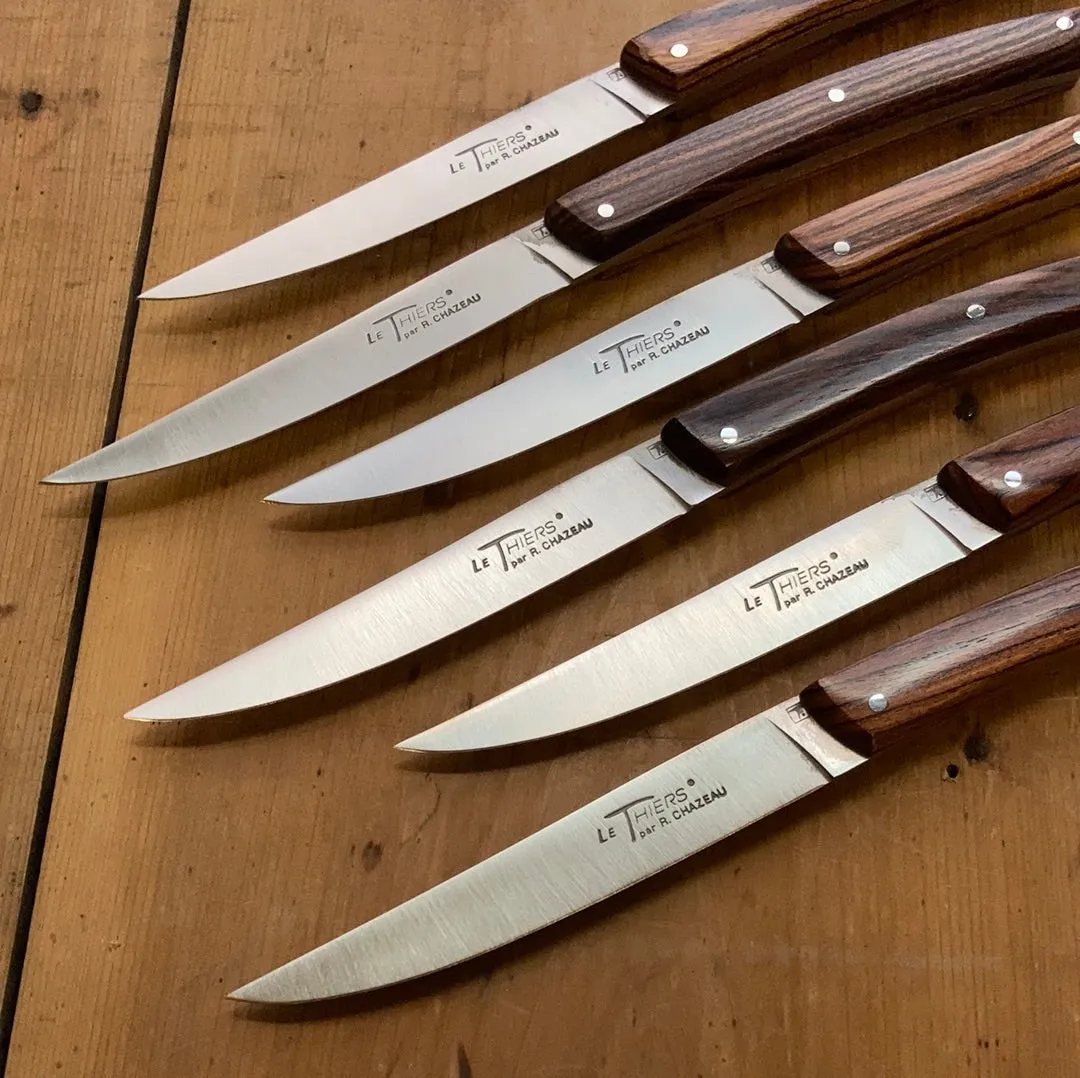 Chazeau Honoré Le Thiers Steak Knife Set Stainless Violetwood Handle - 6 Pieces