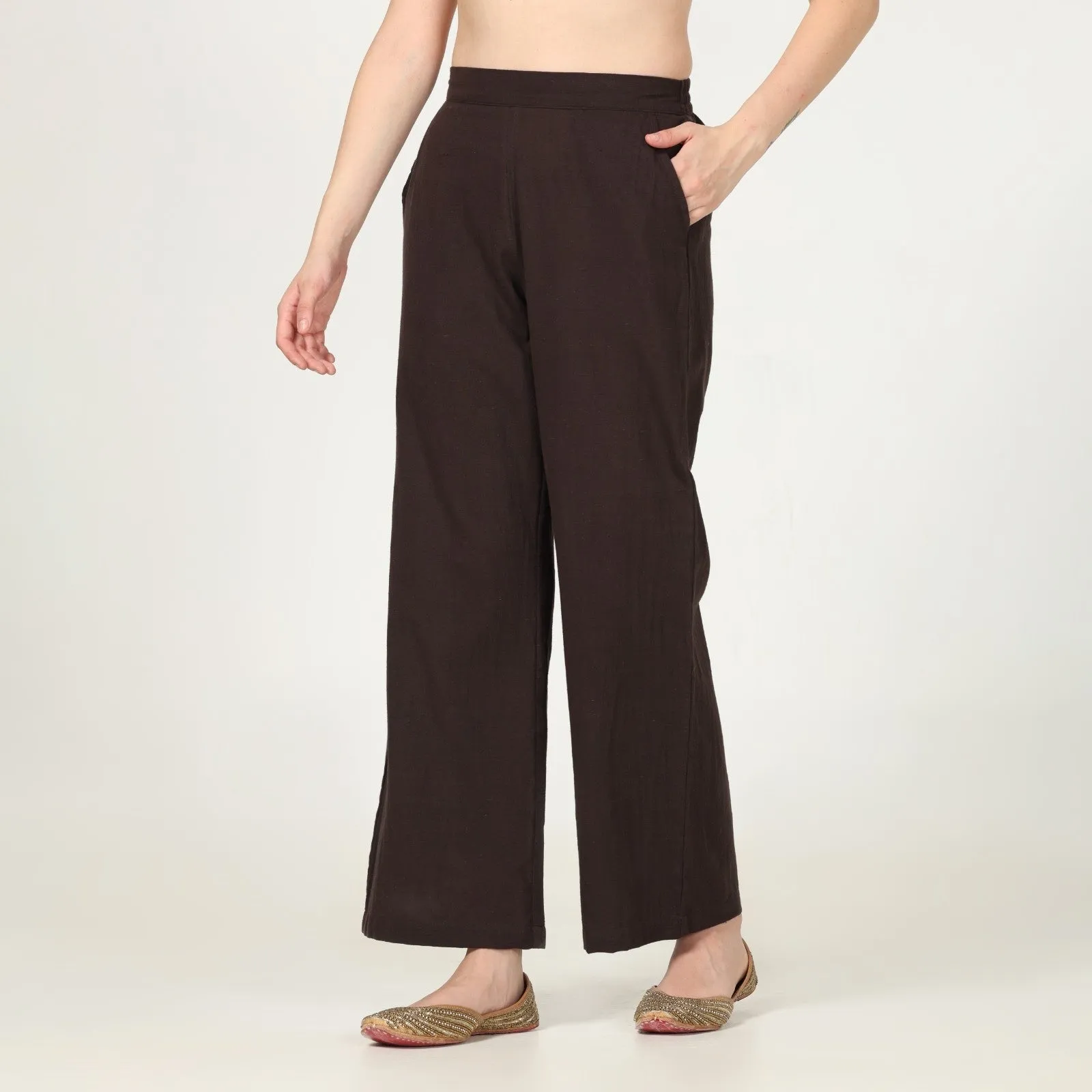 Coffee Brown Collar Tunic & Pant Set | Cotton | Minimalist Style