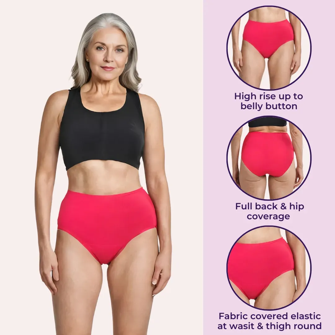 Cotton Panties For Elderly Women | High Waist | Brief Cut | Full Hip & Back Coverage | Offers Belly & Back Support | Flattens Belly & Covers Muffin Top | Friction & Rash Free | Pack Of 2