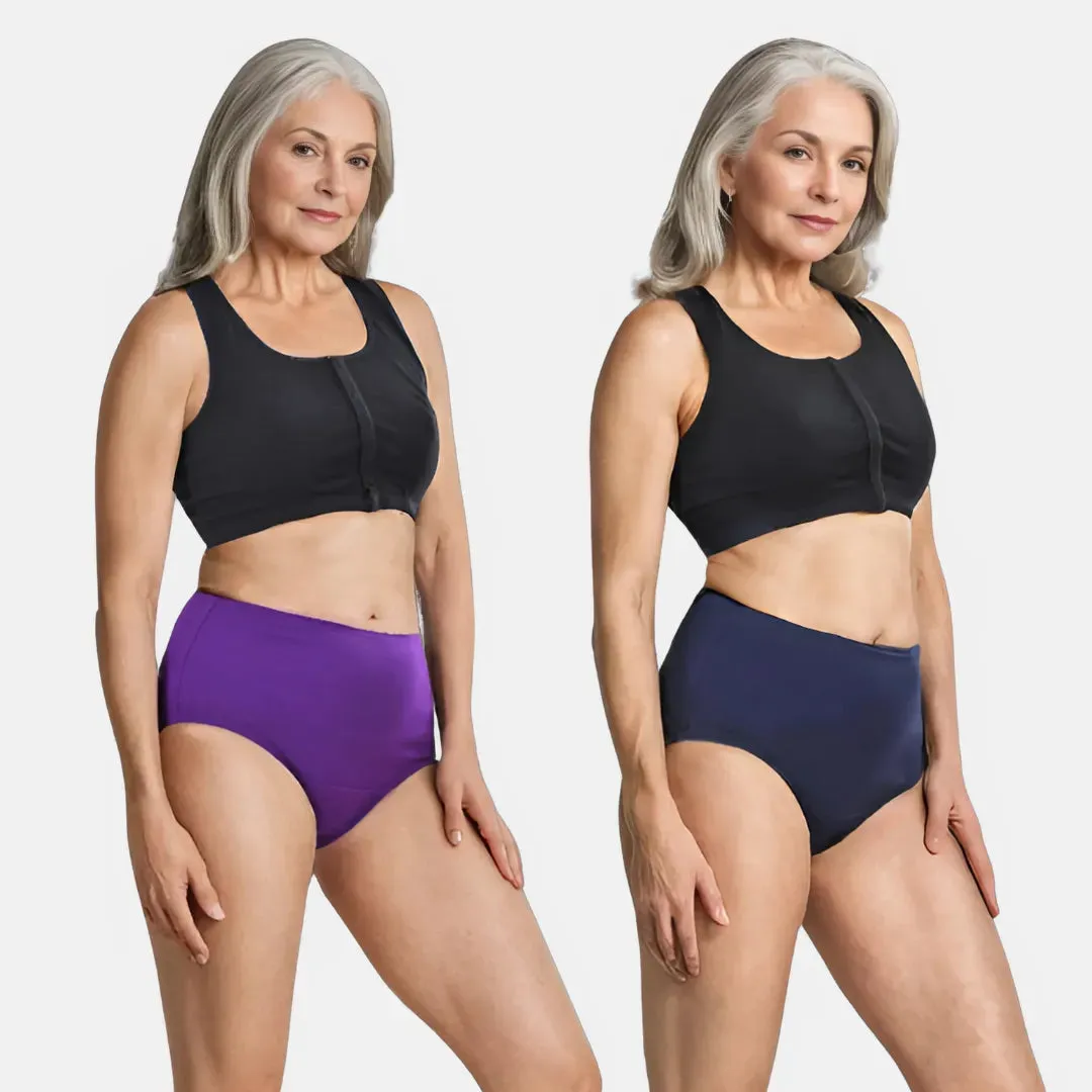 Cotton Panties For Elderly Women | High Waist | Brief Cut | Full Hip & Back Coverage | Offers Belly & Back Support | Flattens Belly & Covers Muffin Top | Friction & Rash Free | Pack Of 2
