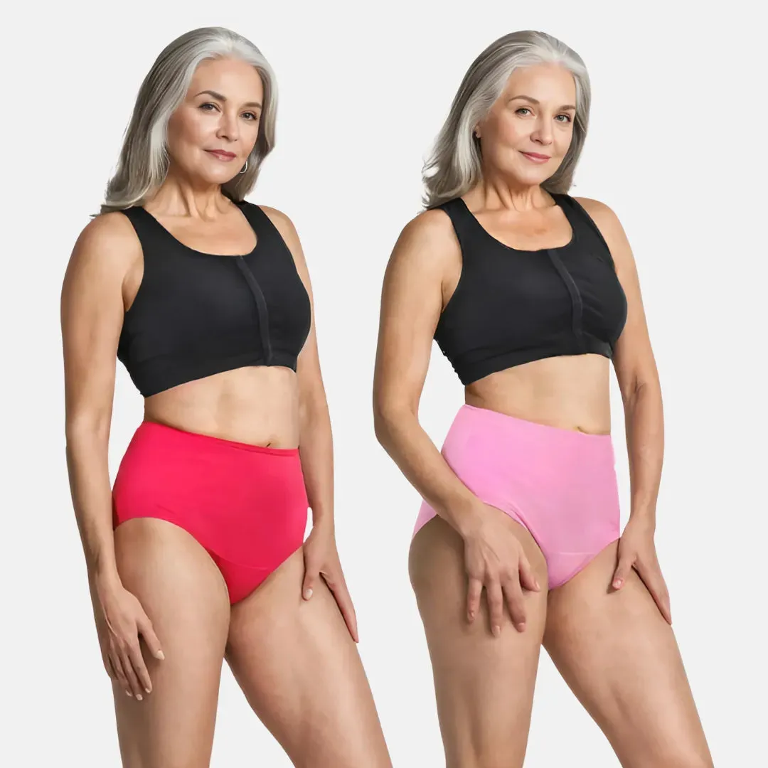 Cotton Panties For Elderly Women | High Waist | Brief Cut | Full Hip & Back Coverage | Offers Belly & Back Support | Flattens Belly & Covers Muffin Top | Friction & Rash Free | Pack Of 2