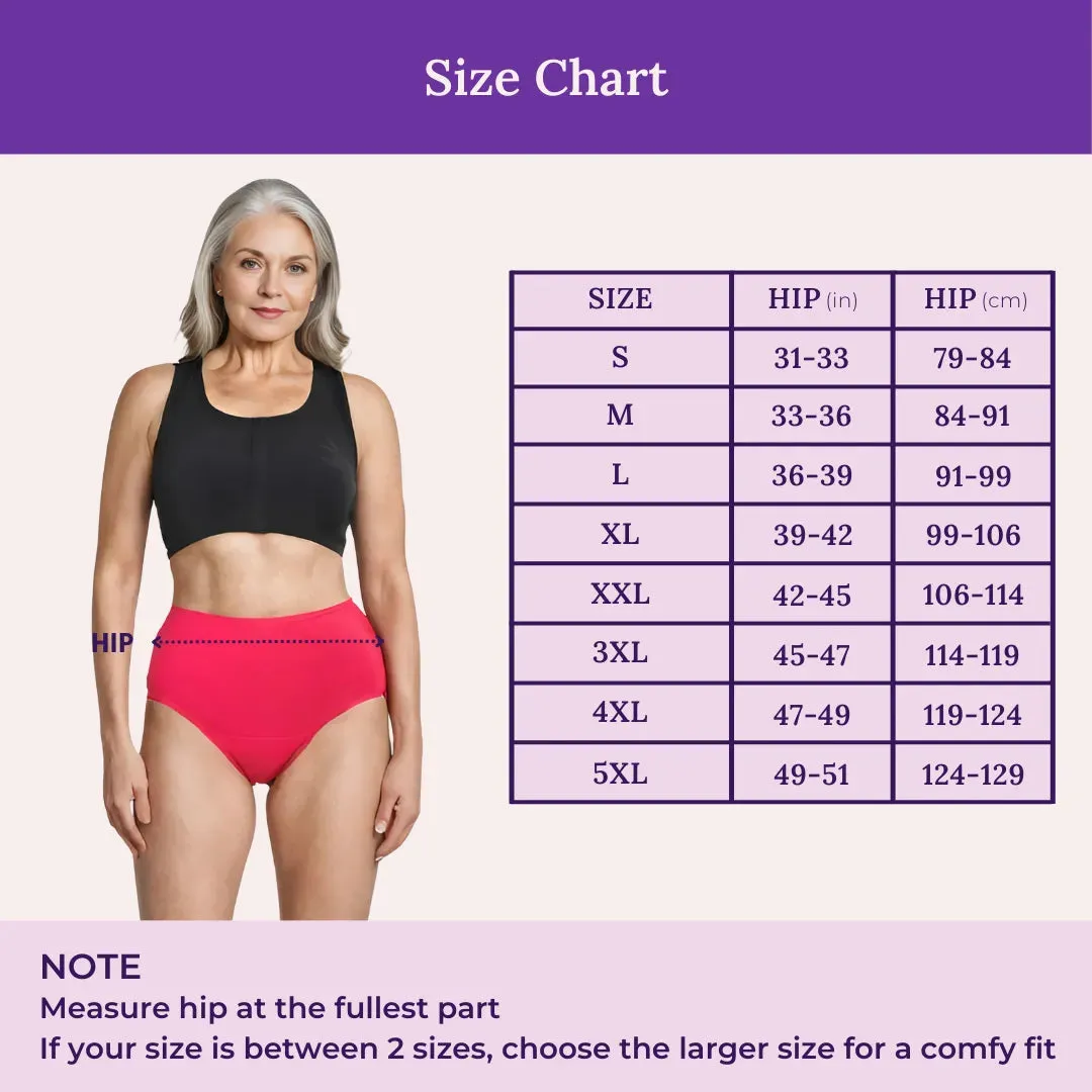 Cotton Panties For Elderly Women | High Waist | Brief Cut | Full Hip & Back Coverage | Offers Belly & Back Support | Flattens Belly & Covers Muffin Top | Friction & Rash Free | Pack Of 2