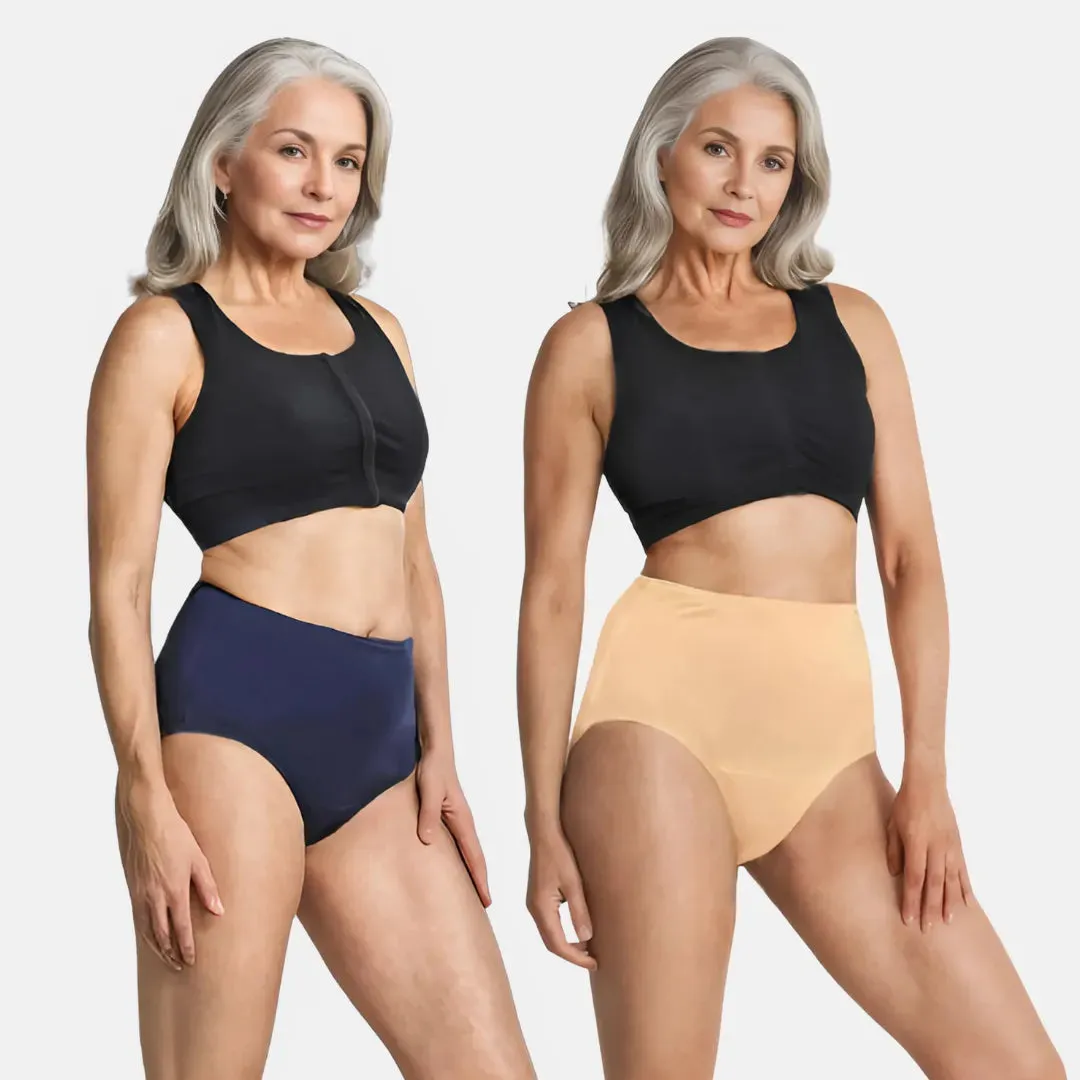 Cotton Panties For Elderly Women | High Waist | Brief Cut | Full Hip & Back Coverage | Offers Belly & Back Support | Flattens Belly & Covers Muffin Top | Friction & Rash Free | Pack Of 2