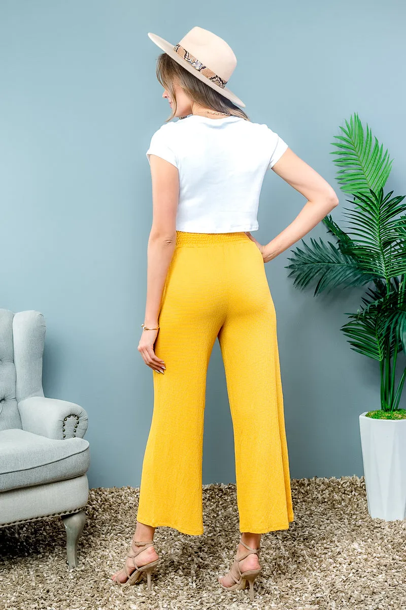 Cropped Flare Capri  Pants With Elastic Waistband  (6374PK)