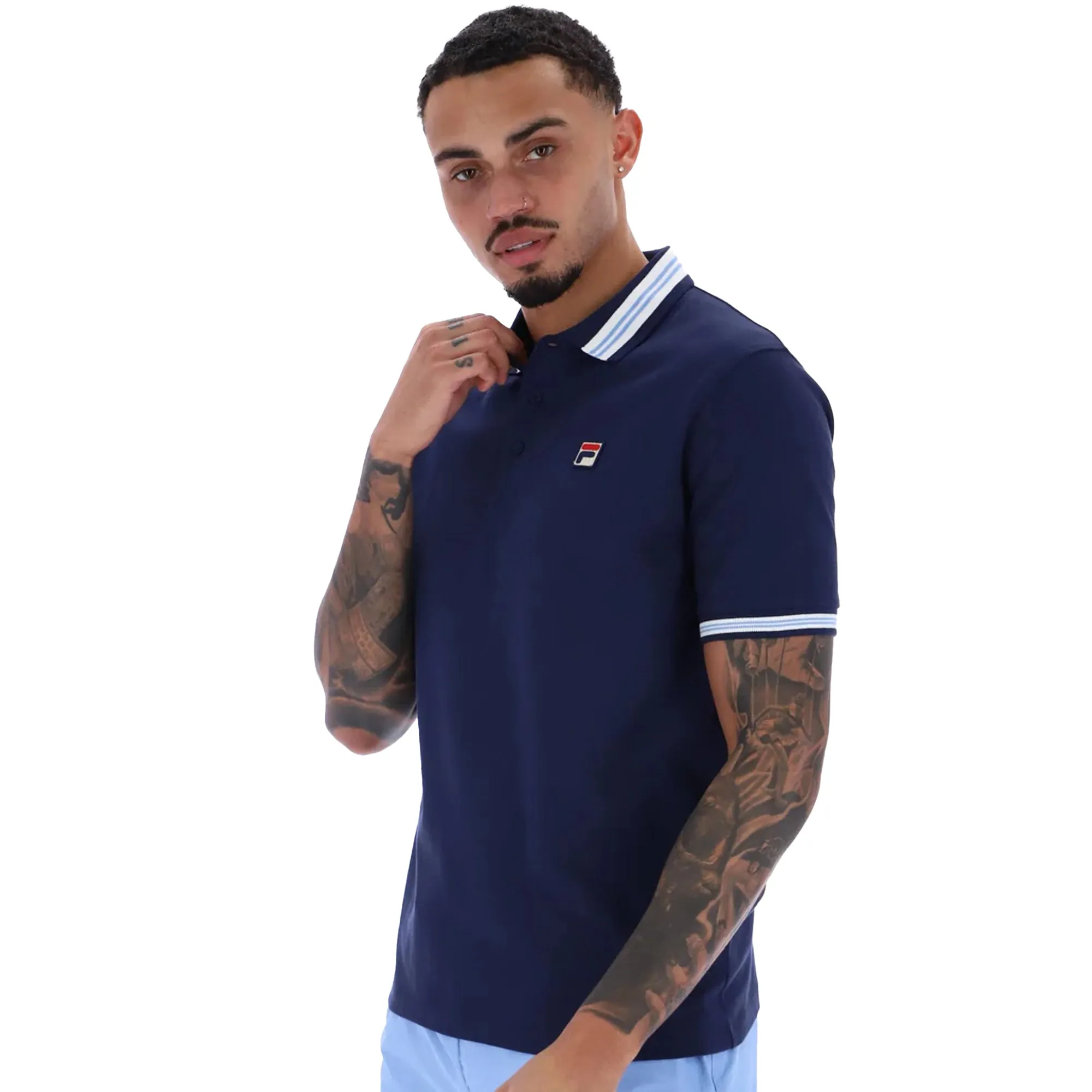 Fila Faraz Tipped Polo Shirt Fila Navy/White/Vista Blue