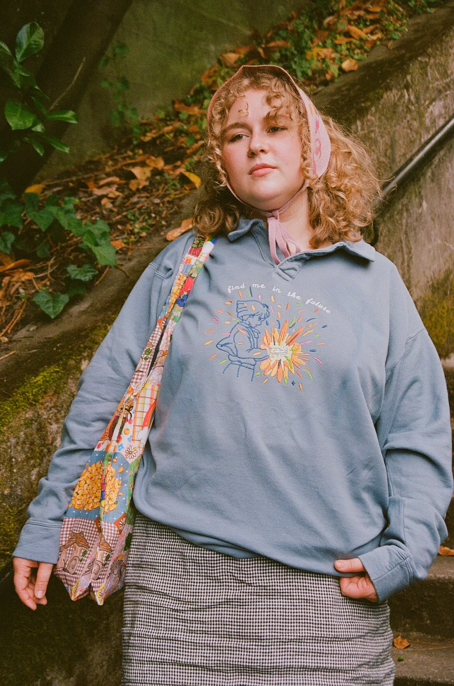 Find Me in the Future Embroidered Collared Sweatshirt!