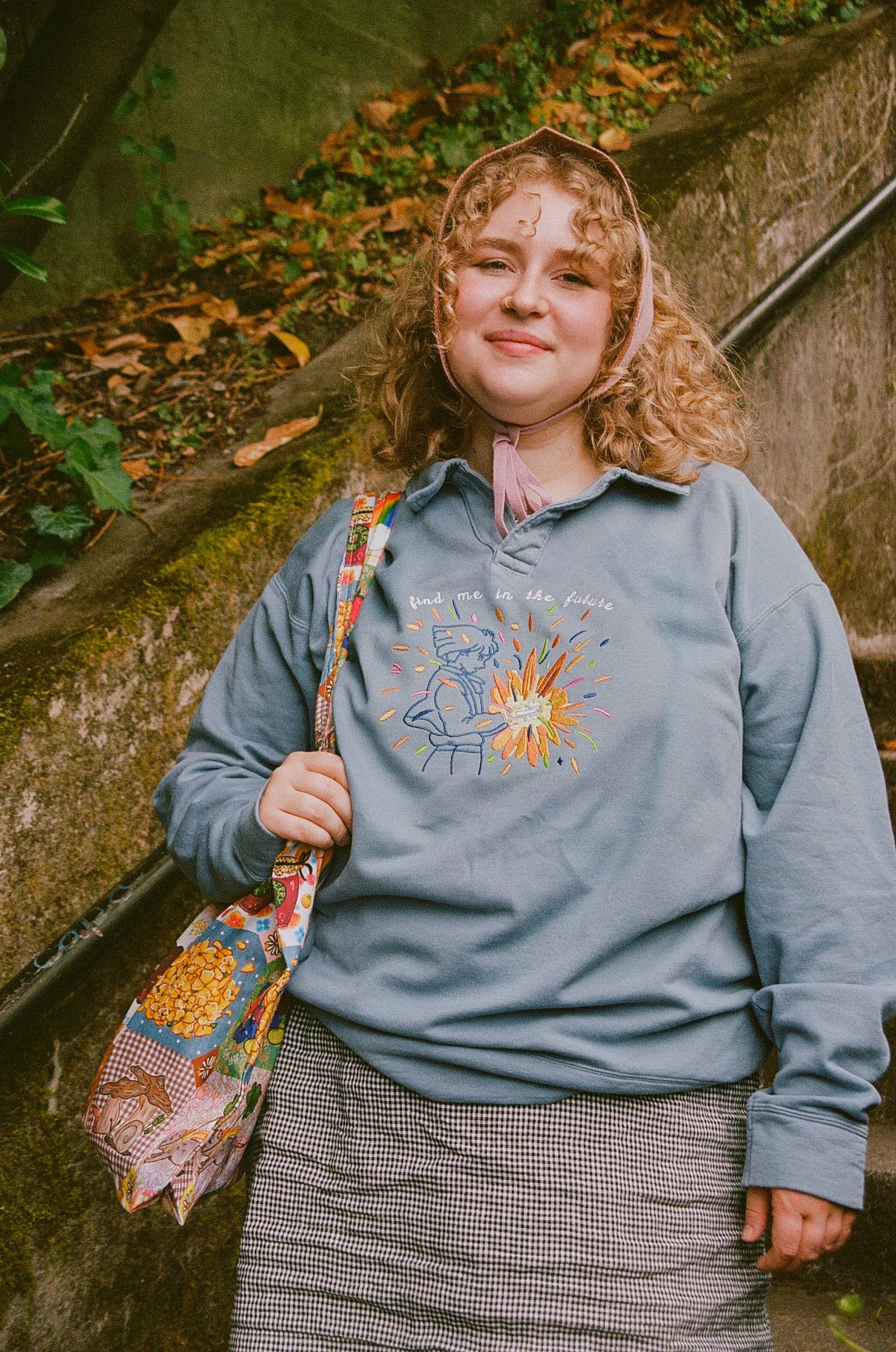 Find Me in the Future Embroidered Collared Sweatshirt!