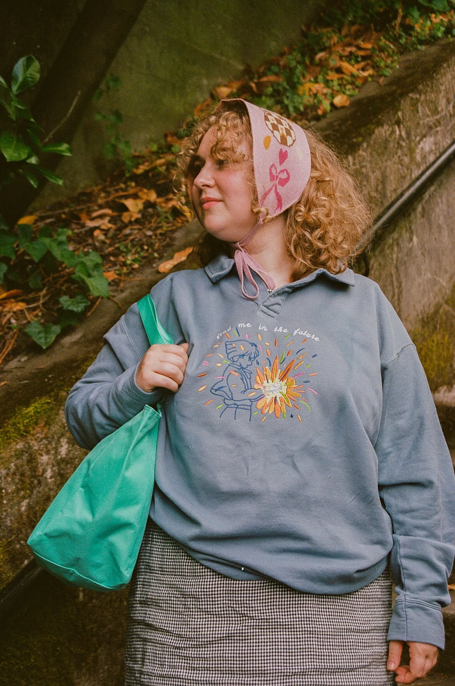 Find Me in the Future Embroidered Collared Sweatshirt!