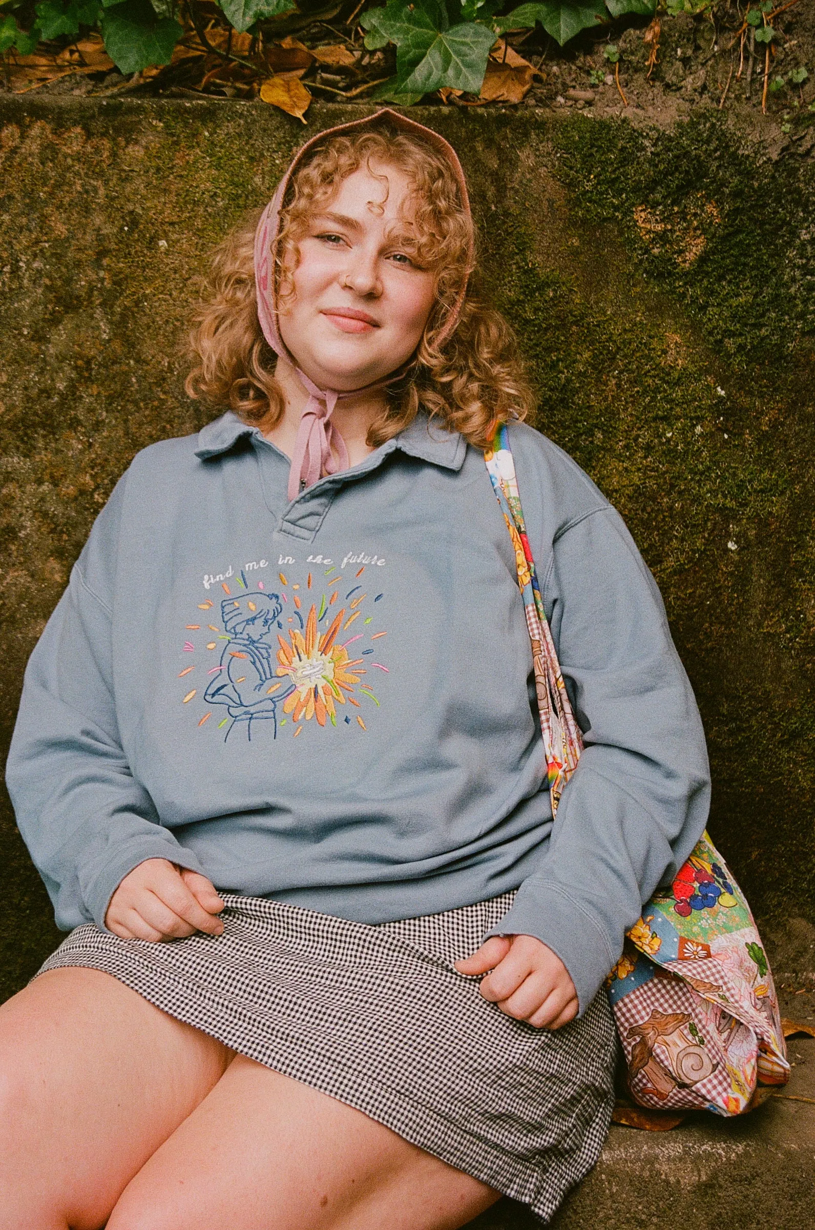 Find Me in the Future Embroidered Collared Sweatshirt!