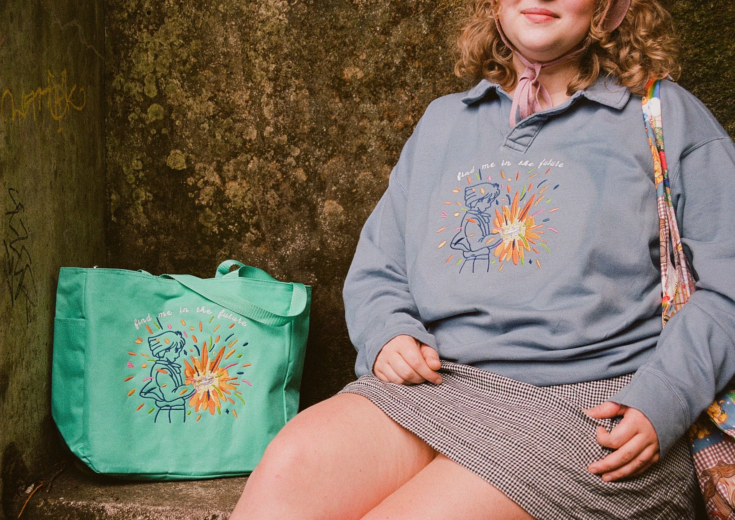 Find Me in the Future Embroidered Collared Sweatshirt!