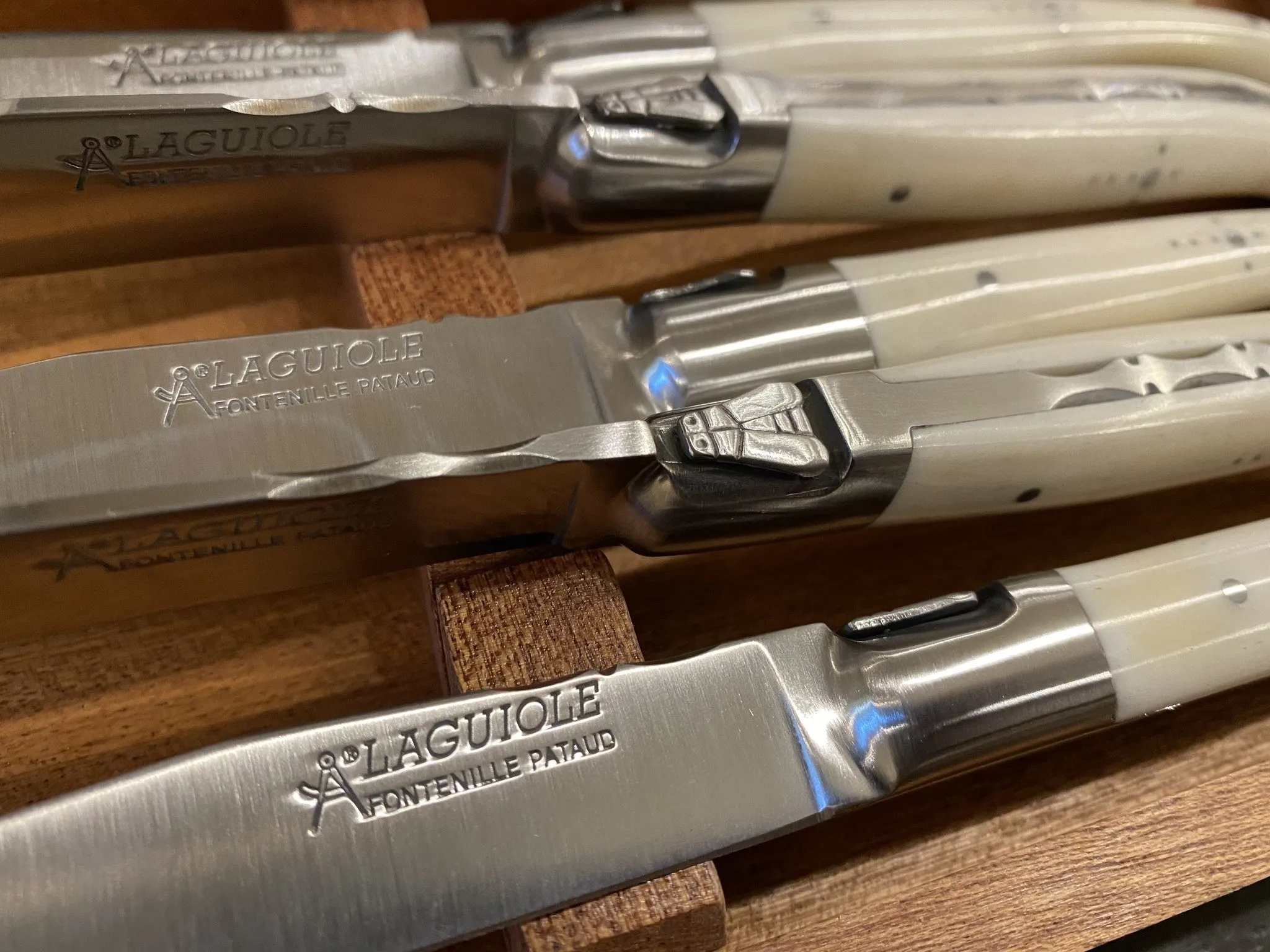 Fontenille Pataud Laguiole Steak Knife Set Cow Bone Handles - 6 Pieces