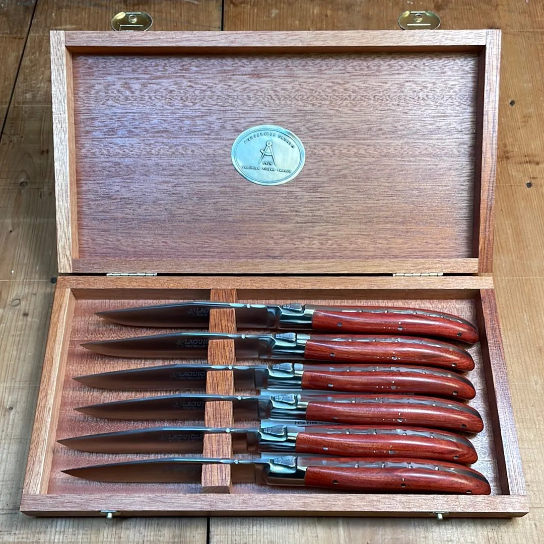 Fontenille Pataud Laguiole Steak Knife Set Rosewood Handle - 6 Pieces