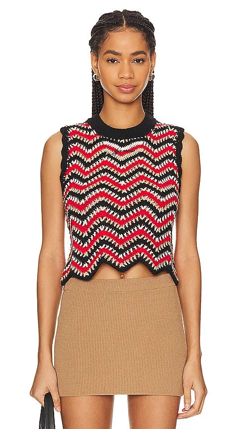 Ganni Crochet Vest in Red
