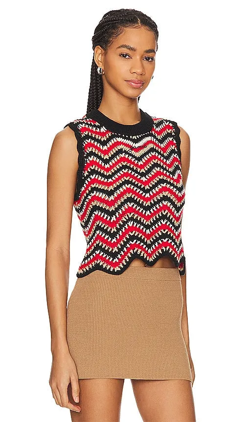 Ganni Crochet Vest in Red