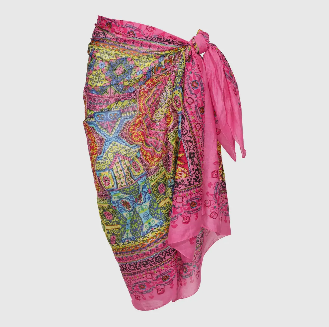 Geometric Beach Wrap Metallic Embroidered Sarong