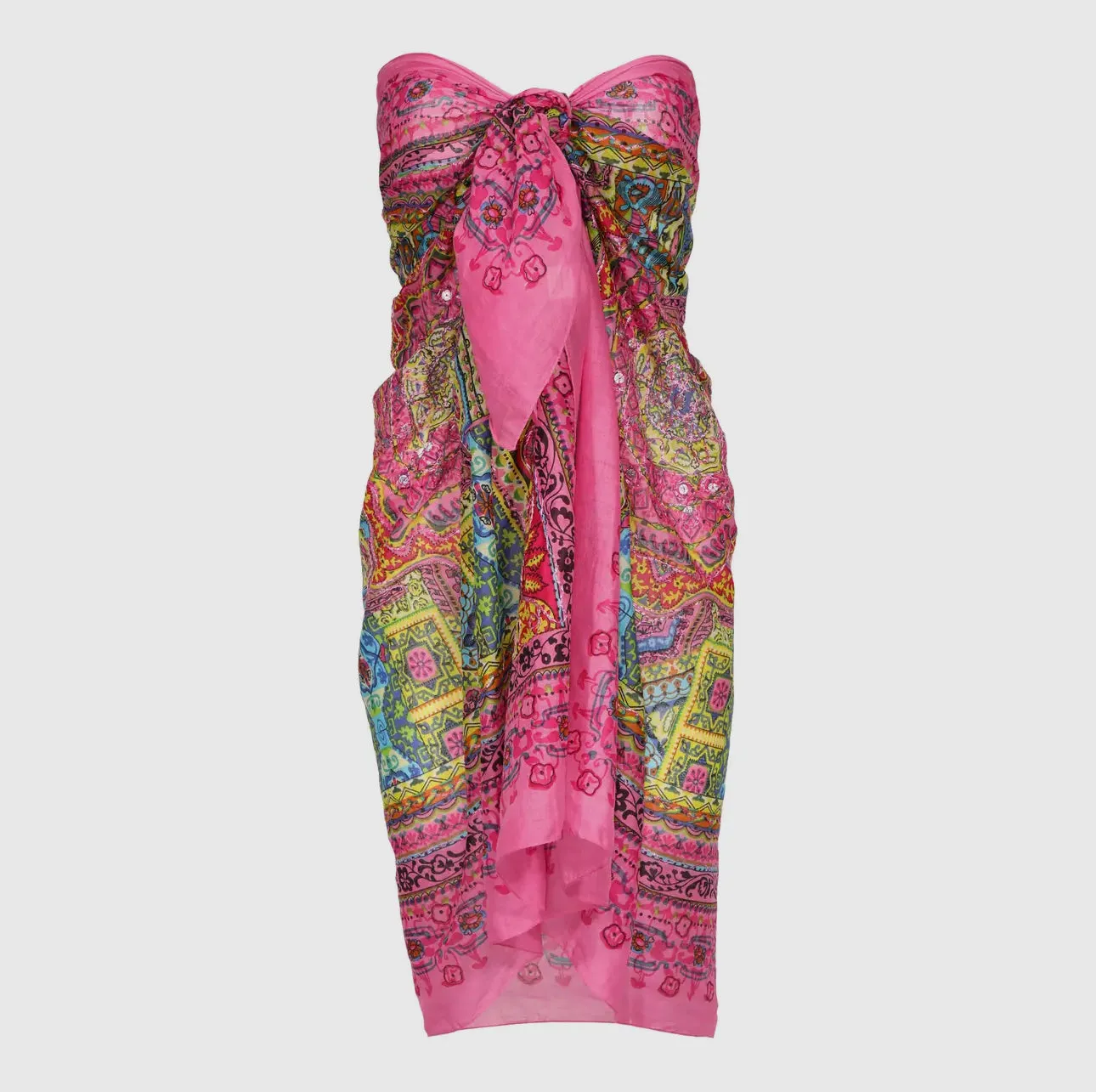 Geometric Beach Wrap Metallic Embroidered Sarong