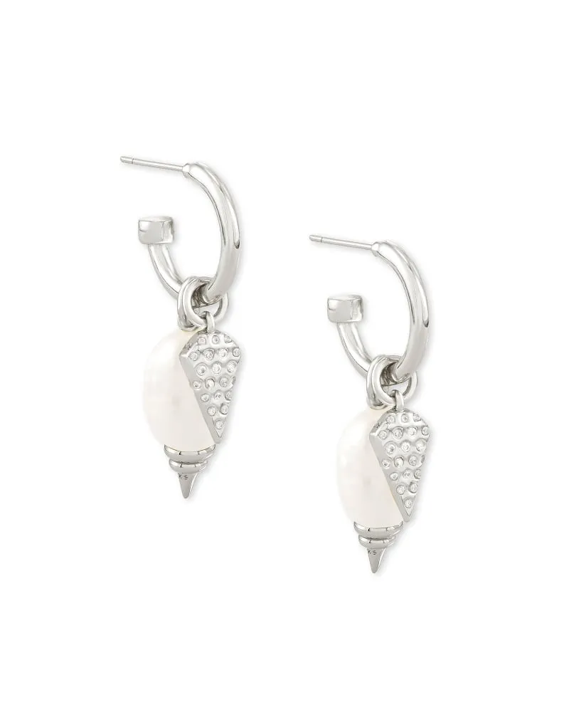 Kendra Scott Demi Interchangeable Huggie Earrings - Rhodium White Baroque
