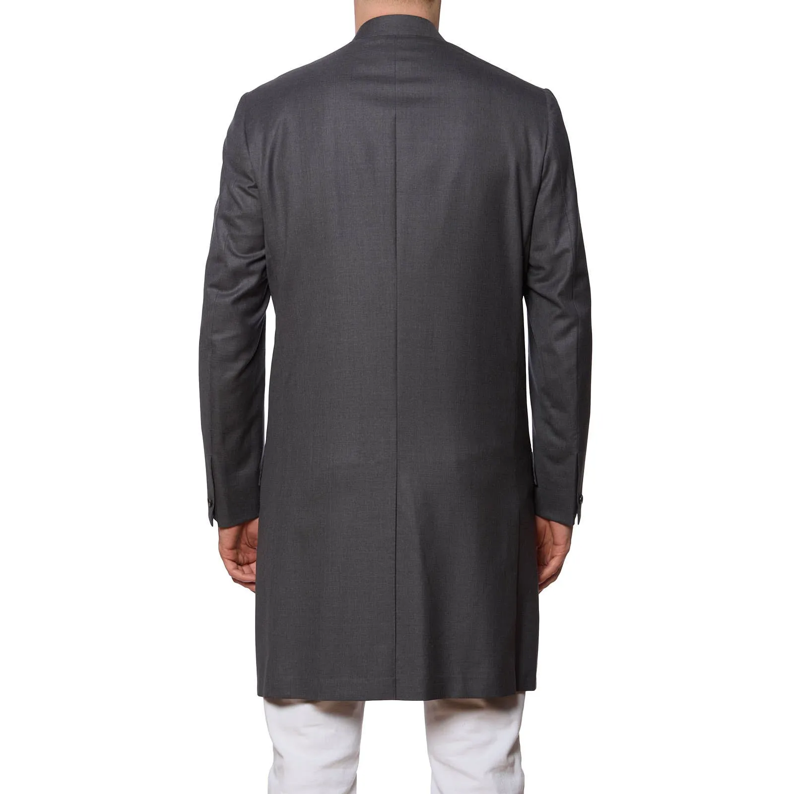 KITON Napoli Bespoke "Sherwani" Gray Stand-Up Collar Coat Jacket EU 50 NEW US 40