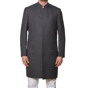 KITON Napoli Bespoke "Sherwani" Gray Stand-Up Collar Coat Jacket EU 50 NEW US 40