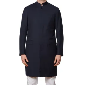KITON Napoli "Sherwani" Bespoke Blue Stand-up Collar Coat Jacket EU 48 NEW US 38