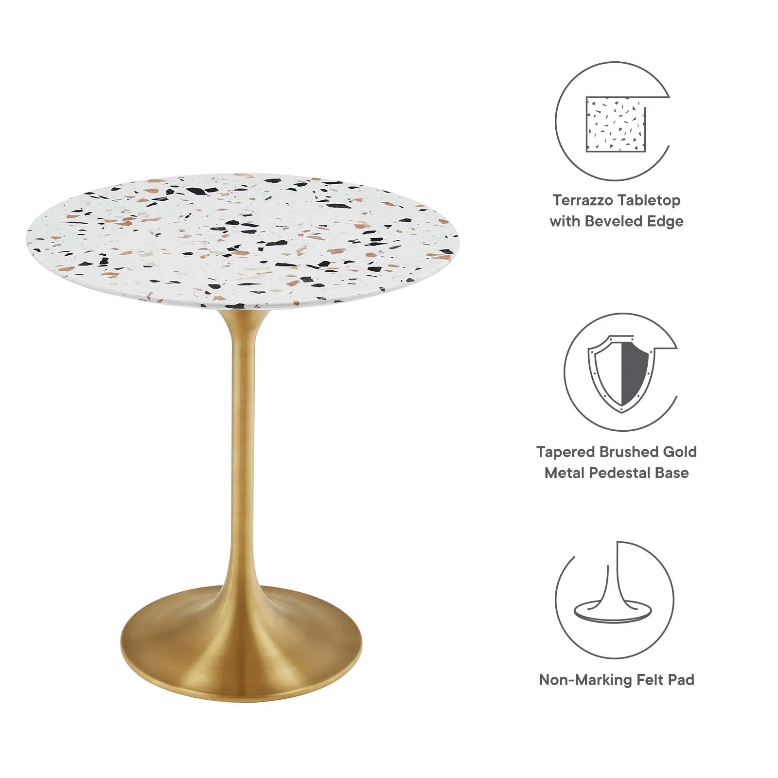 Lippa 20" Round Terrazzo Side Table Gold Terrazzo EEI-5687-GLD-TER