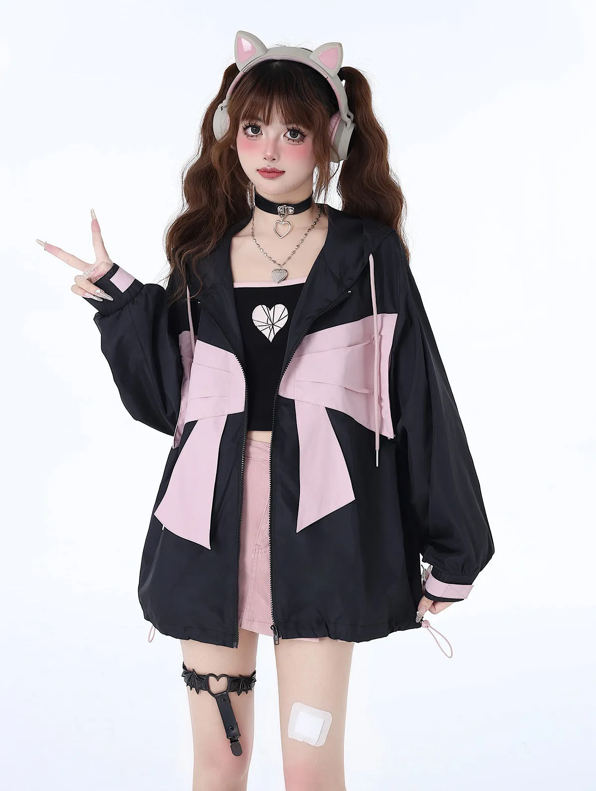 Loose the Ribbon Mist Hoodie Neighborhood Girl Zip
