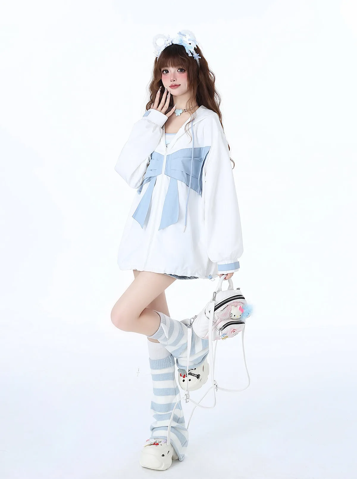 Loose the Ribbon Mist Hoodie Neighborhood Girl Zip