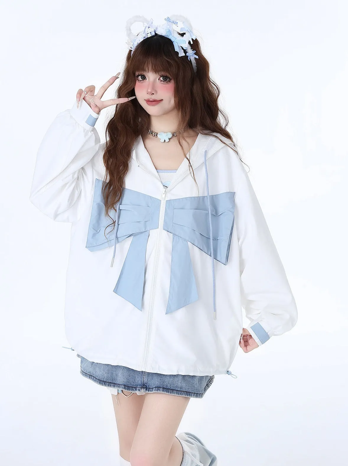 Loose the Ribbon Mist Hoodie Neighborhood Girl Zip