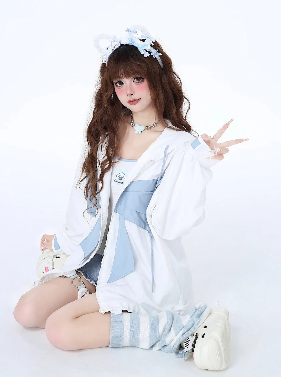 Loose the Ribbon Mist Hoodie Neighborhood Girl Zip