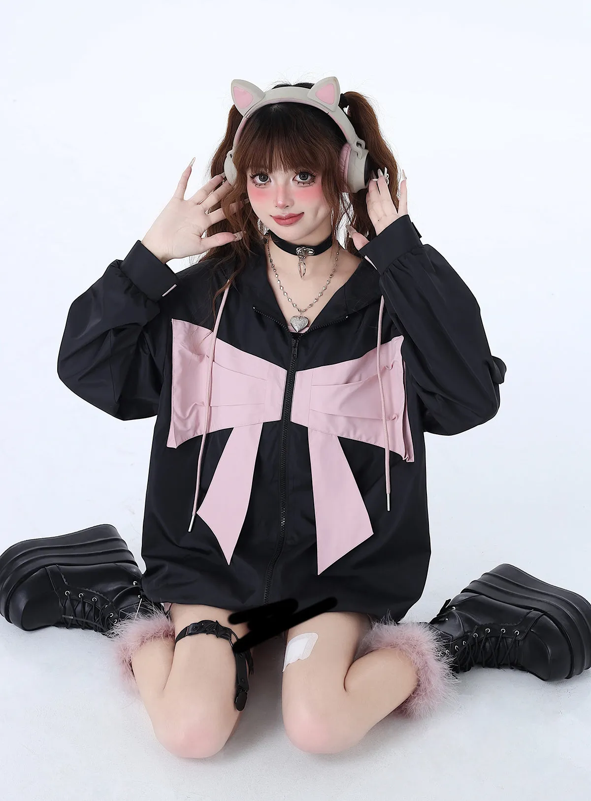 Loose the Ribbon Mist Hoodie Neighborhood Girl Zip